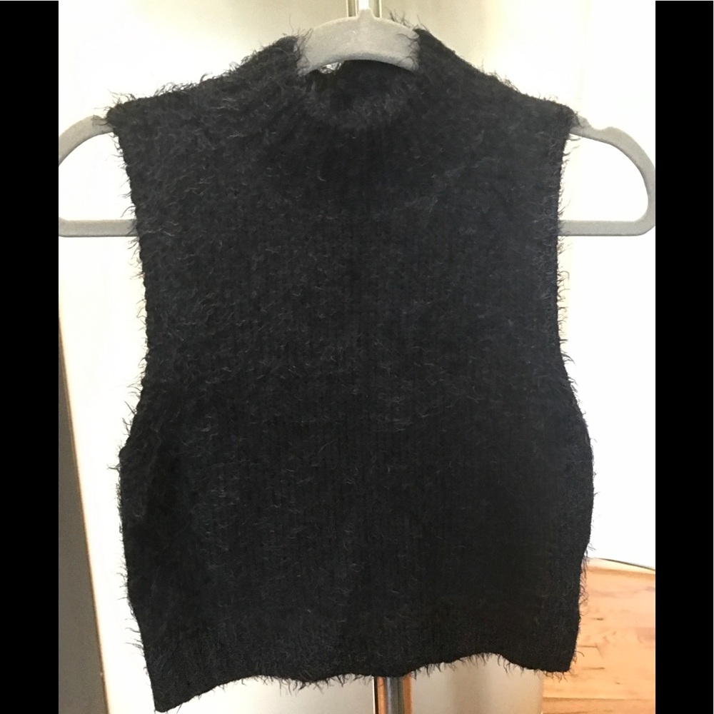 Fuzzy Furry high neck sleeveless top
